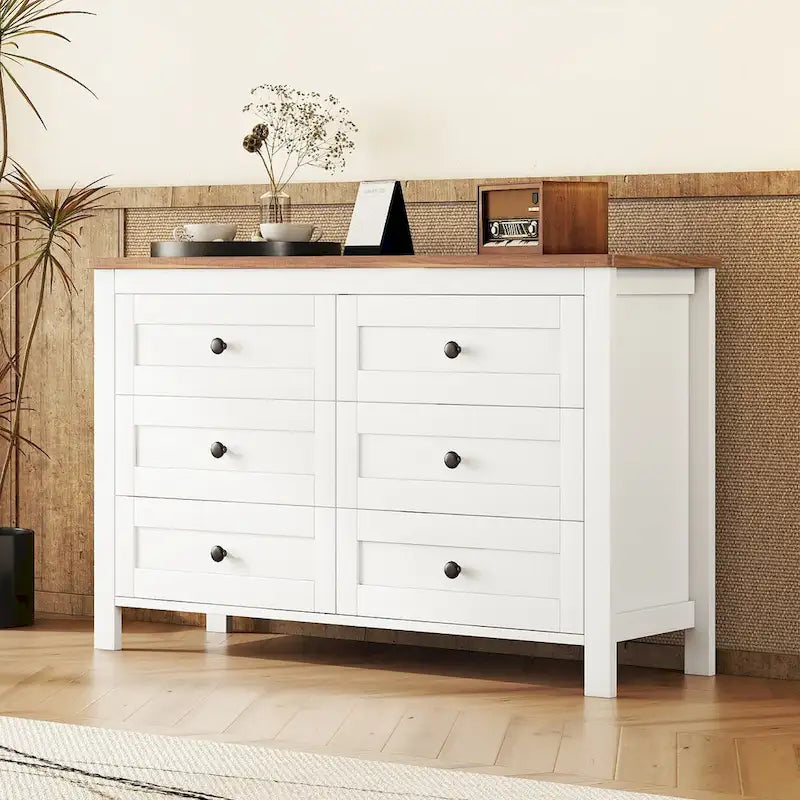 Meuble de rangement de style ferme rétro avec 6 tiroirs