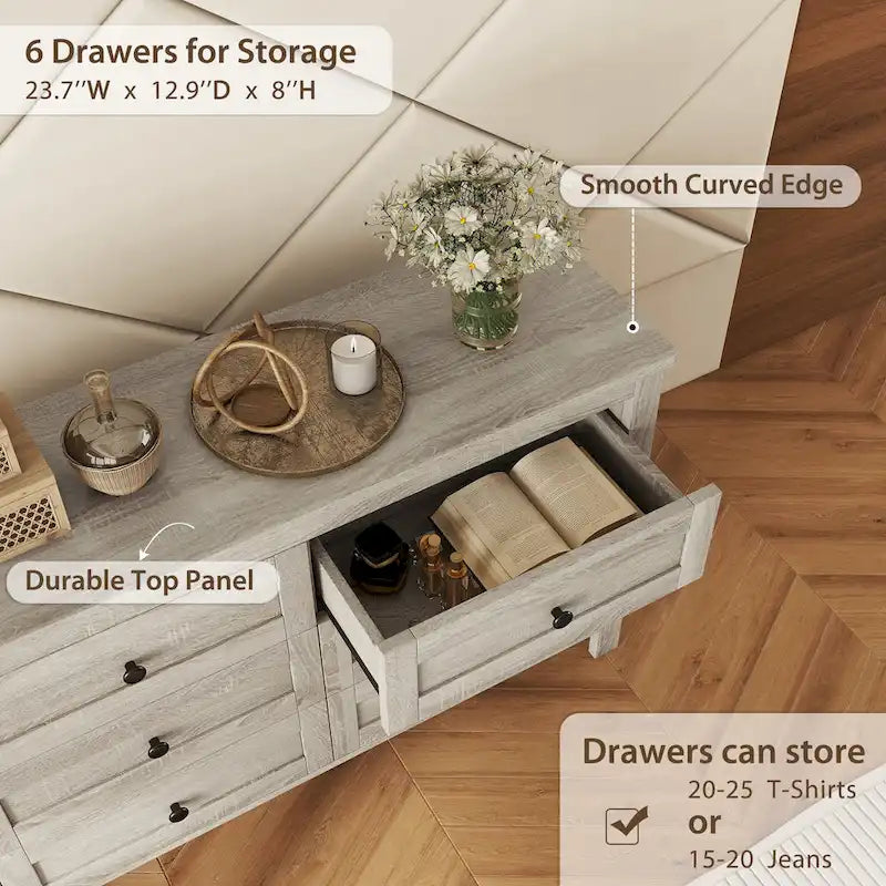Meuble de rangement de style ferme rétro avec 6 tiroirs