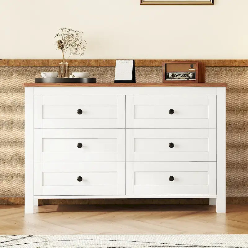 Meuble de rangement de style ferme rétro avec 6 tiroirs