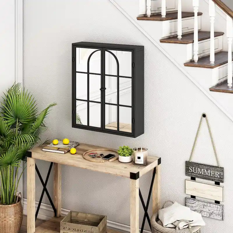 Meuble mural à deux portes avec miroir