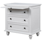 Meuble de rangement en bois à 3 tiroirs, table d'appoint avec tablette coulissante