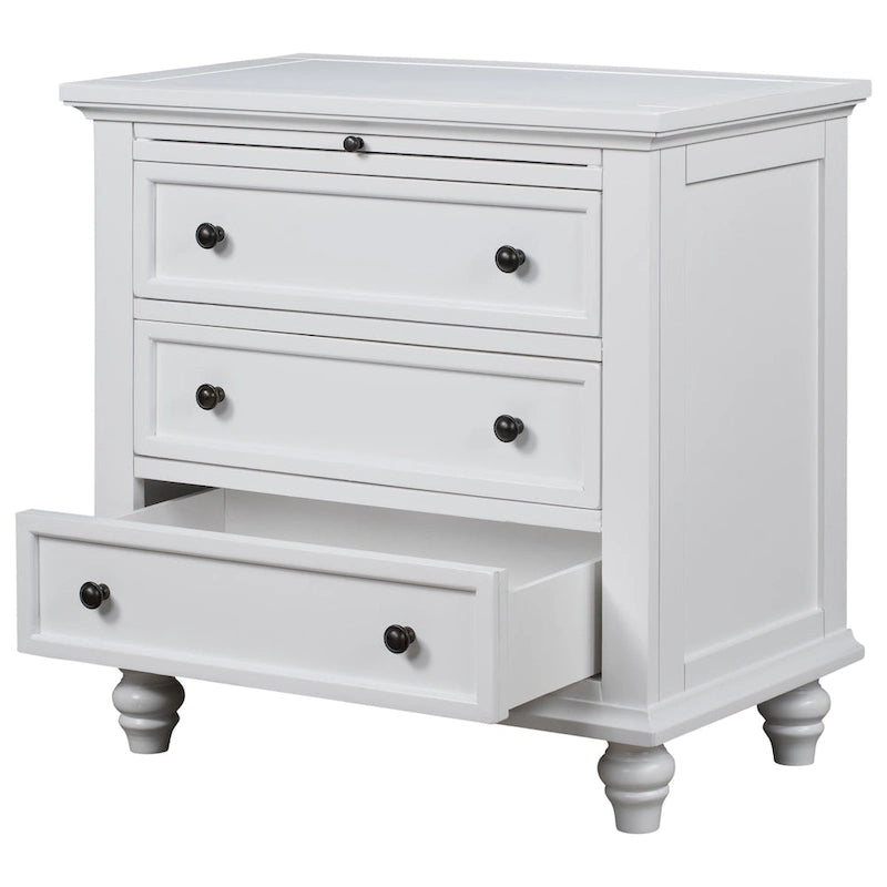 Meuble de rangement en bois à 3 tiroirs, table d'appoint avec tablette coulissante