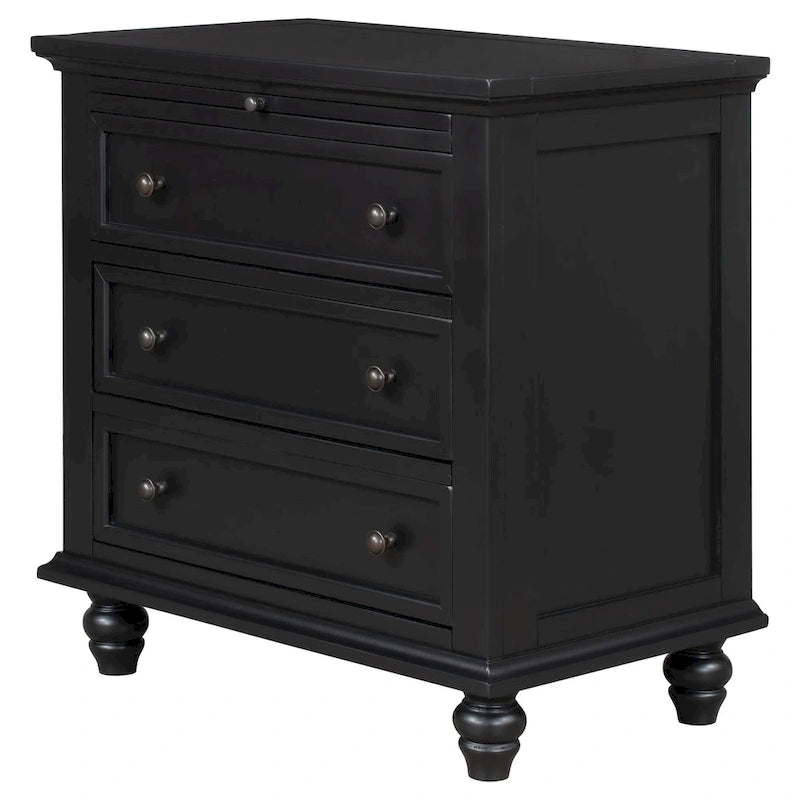 Meuble de rangement en bois à 3 tiroirs, table d'appoint avec tablette coulissante