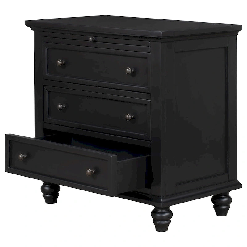 Meuble de rangement en bois à 3 tiroirs, table d'appoint avec tablette coulissante