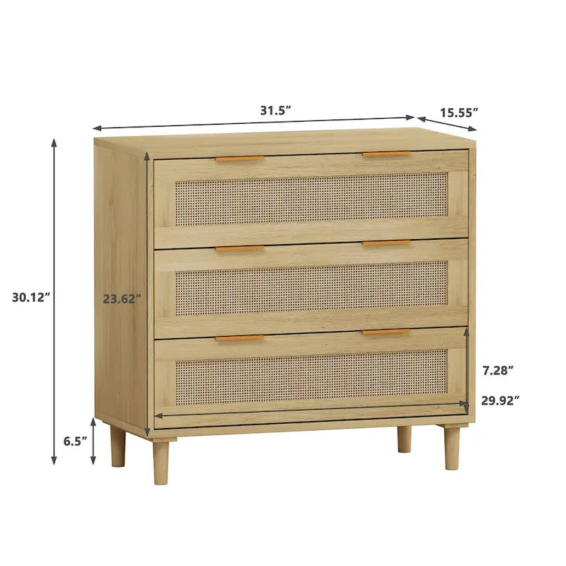 Meuble de rangement en rotin à 3 tiroirs de 31,50 L