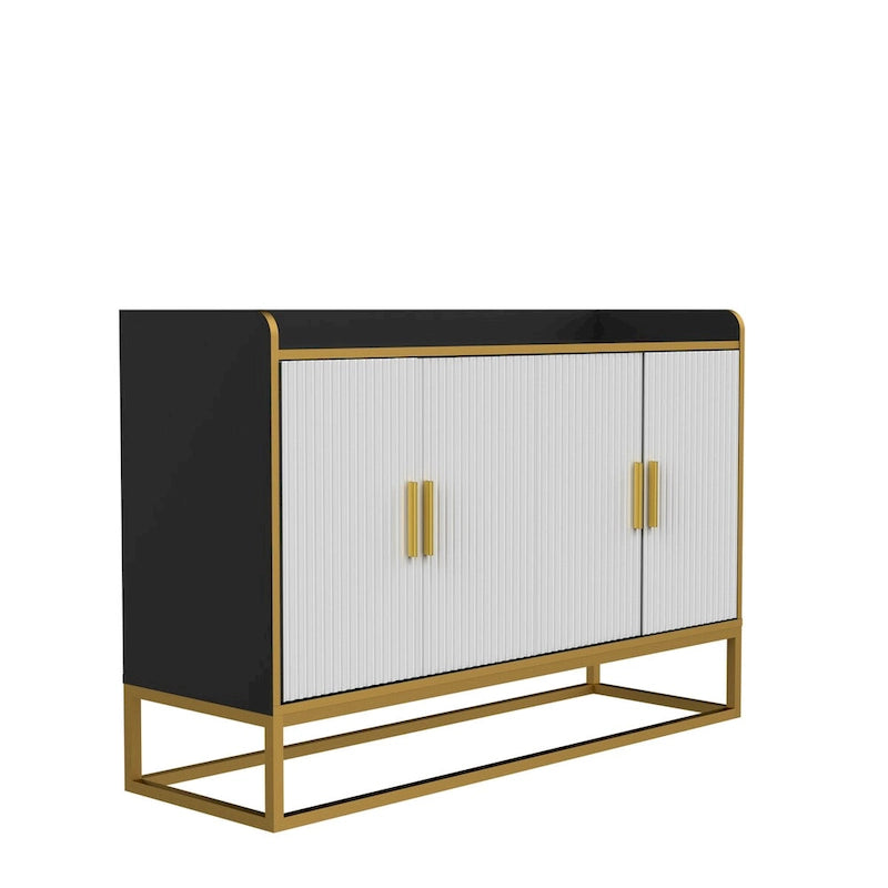 Buffet moderne avec pieds en métal pour salon et cuisine (NOIR)