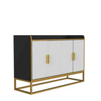 Buffet moderne avec pieds en métal pour salon et cuisine (NOIR)
