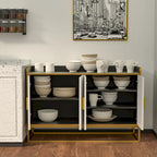 Buffet moderne avec pieds en métal pour salon et cuisine (NOIR)