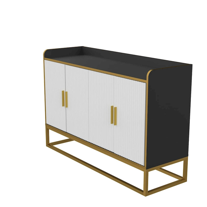 Buffet moderne avec pieds en métal pour salon et cuisine (NOIR)