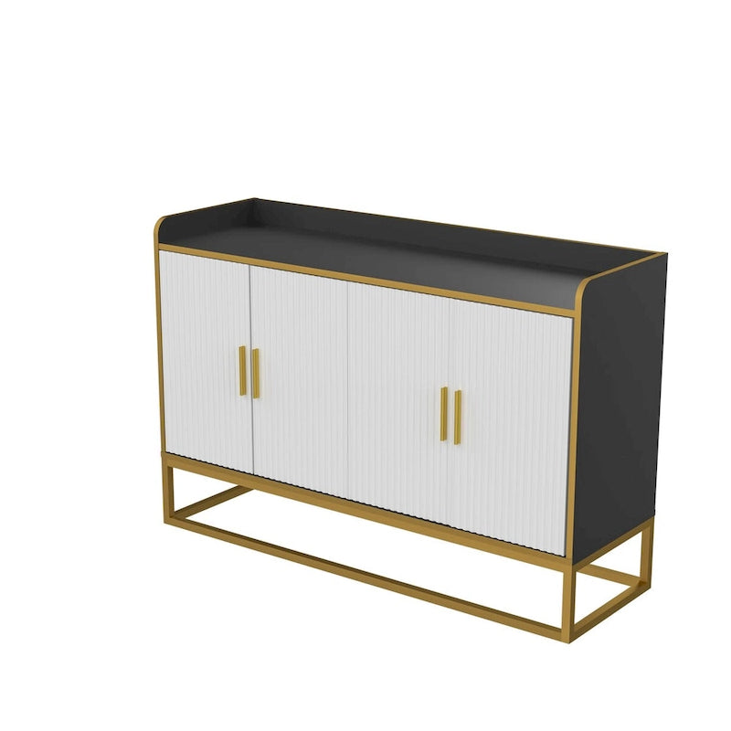 Buffet moderne avec pieds en métal pour salon et cuisine (NOIR)