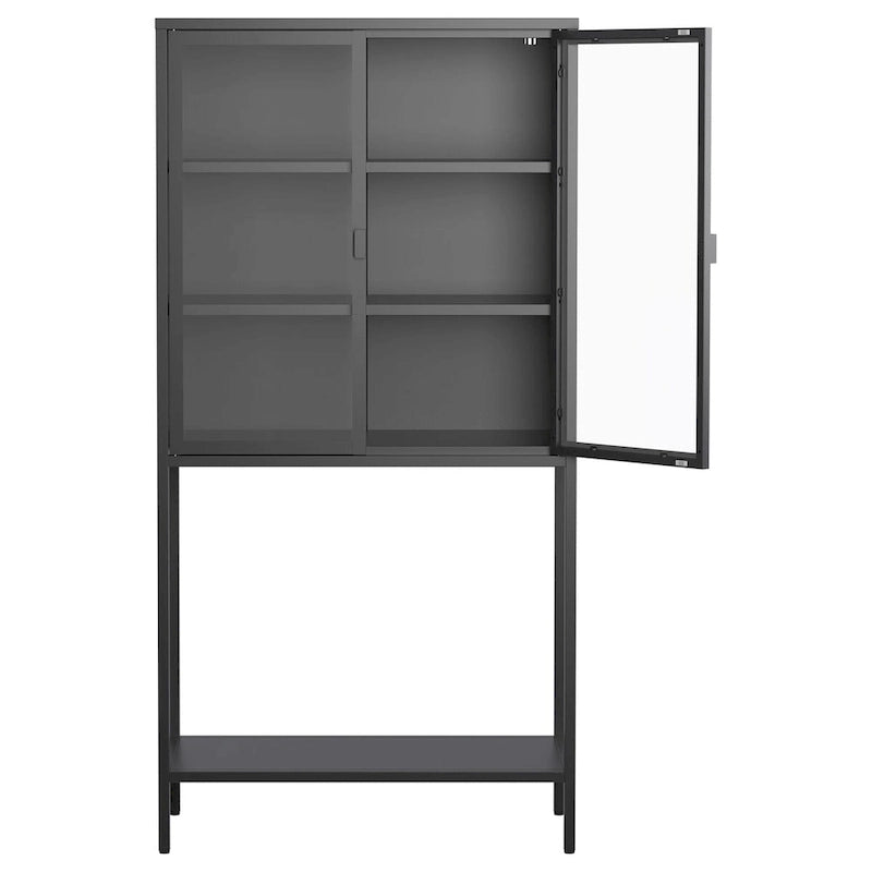 Armoire de rangementÉtagères réglables,Pieds réglablesPortes et étagères en verre