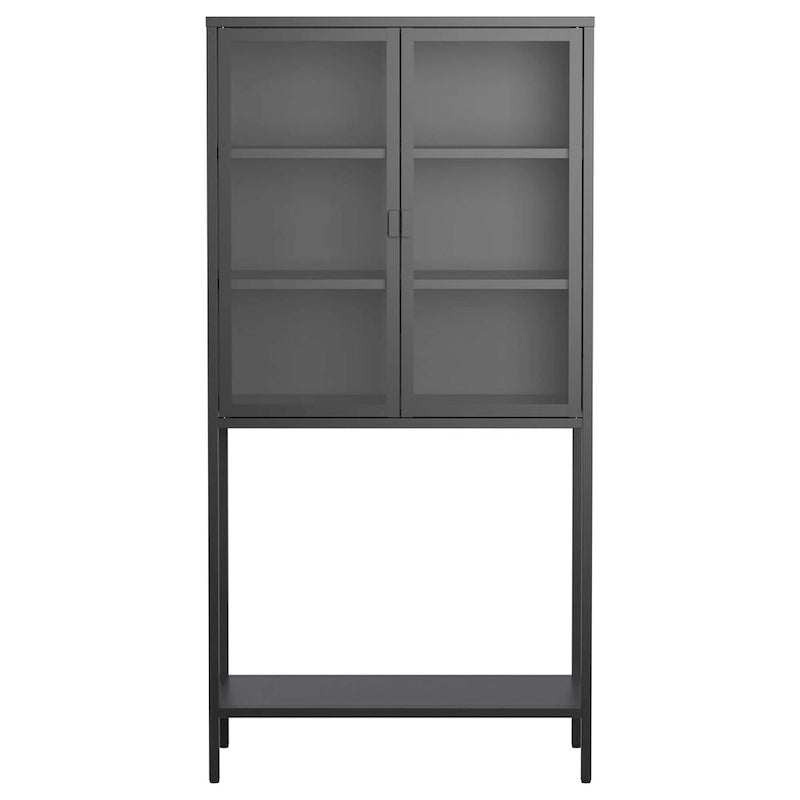 Armoire de rangementÉtagères réglables,Pieds réglablesPortes et étagères en verre