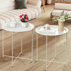 Tables de plateau TV rondes pliantes, petite table d'appoint ronde en acier, aucun assemblage requis - 47 x 47 x 50 cm