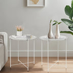 Tables de plateau TV rondes pliantes, petite table d'appoint ronde en acier, aucun assemblage requis - 47 x 47 x 50 cm