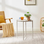 Tables de plateau TV rondes pliantes, petite table d'appoint ronde en acier, aucun assemblage requis - 47 x 47 x 50 cm