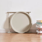 Tables de plateau TV rondes pliantes, petite table d'appoint ronde en acier, aucun assemblage requis - 47 x 47 x 50 cm