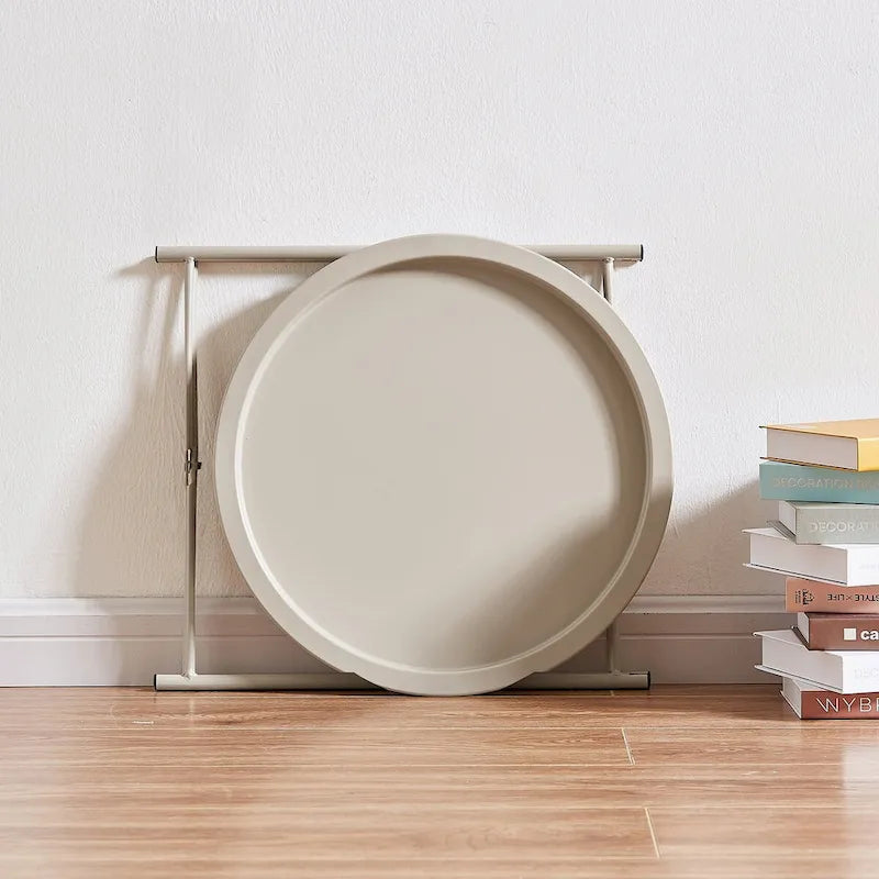 Tables de plateau TV rondes pliantes, petite table d'appoint ronde en acier, aucun assemblage requis - 47 x 47 x 50 cm