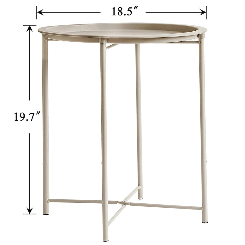 Tables de plateau TV rondes pliantes, petite table d'appoint ronde en acier, aucun assemblage requis - 47 x 47 x 50 cm