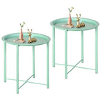 Tables de plateau TV rondes pliantes, petite table d'appoint ronde en acier, aucun assemblage requis - 47 x 47 x 50 cm