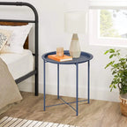 Tables de plateau TV rondes pliantes, petite table d'appoint ronde en acier, aucun assemblage requis - 47 x 47 x 50 cm