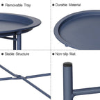 Tables de plateau TV rondes pliantes, petite table d'appoint ronde en acier, aucun assemblage requis - 47 x 47 x 50 cm
