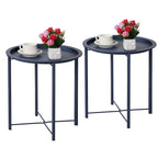 Tables de plateau TV rondes pliantes, petite table d'appoint ronde en acier, aucun assemblage requis - 47 x 47 x 50 cm