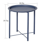 Tables de plateau TV rondes pliantes, petite table d'appoint ronde en acier, aucun assemblage requis - 47 x 47 x 50 cm
