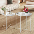 Tables de plateau TV rondes pliantes, petite table d'appoint ronde en acier, aucun assemblage requis - 47 x 47 x 50 cm