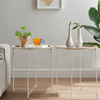 Tables de plateau TV rondes pliantes, petite table d'appoint ronde en acier, aucun assemblage requis - 47 x 47 x 50 cm