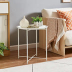 Tables de plateau TV rondes pliantes, petite table d'appoint ronde en acier, aucun assemblage requis - 47 x 47 x 50 cm