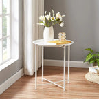 Tables de plateau TV rondes pliantes, petite table d'appoint ronde en acier, aucun assemblage requis - 47 x 47 x 50 cm