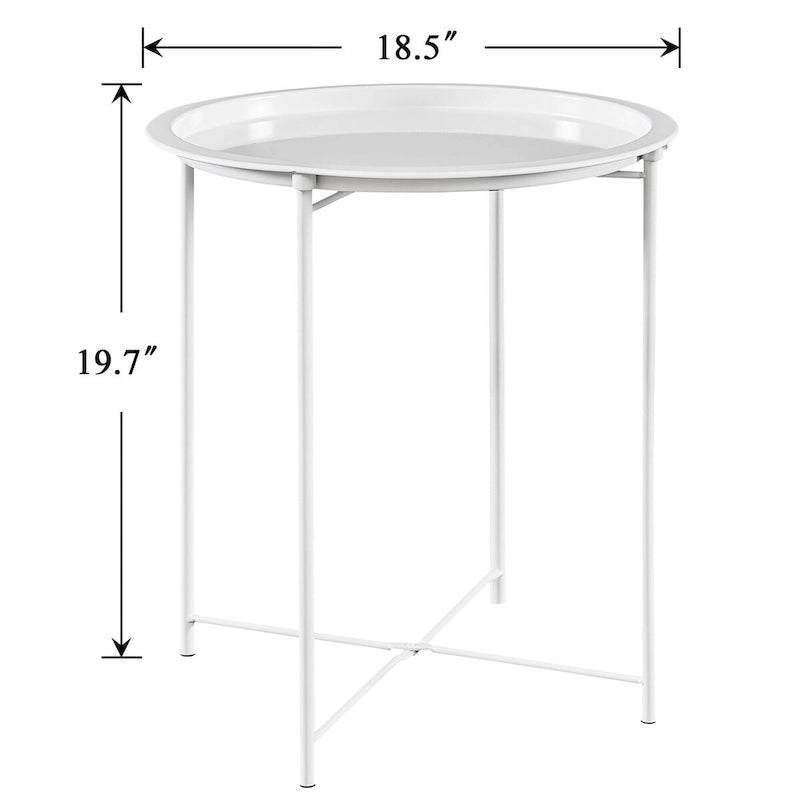 Tables de plateau TV rondes pliantes, petite table d'appoint ronde en acier, aucun assemblage requis - 47 x 47 x 50 cm