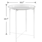 Tables de plateau TV rondes pliantes, petite table d'appoint ronde en acier, aucun assemblage requis - 47 x 47 x 50 cm