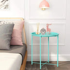 Tables de plateau TV rondes pliantes, petite table d'appoint ronde en acier, aucun assemblage requis - 47 x 47 x 50 cm