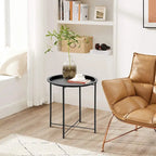 Tables de plateau TV rondes pliantes, petite table d'appoint ronde en acier, aucun assemblage requis - 47 x 47 x 50 cm
