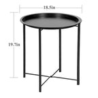 Tables de plateau TV rondes pliantes, petite table d'appoint ronde en acier, aucun assemblage requis - 47 x 47 x 50 cm