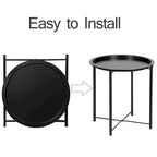 Tables de plateau TV rondes pliantes, petite table d'appoint ronde en acier, aucun assemblage requis - 47 x 47 x 50 cm
