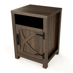 Table d'appoint de canapé, table de chevet avec étagère de rangement, en noyer, pour porte de grange