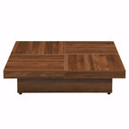 Table basse carrée en marbre (placage) de 39,4 po avec rangement supérieur coulissant