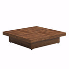 Table basse carrée en marbre (placage) de 39,4 po avec rangement supérieur coulissant