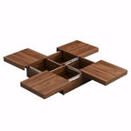 Table basse carrée en marbre (placage) de 39,4 po avec rangement supérieur coulissant