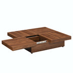 Table basse carrée en marbre (placage) de 39,4 po avec rangement supérieur coulissant
