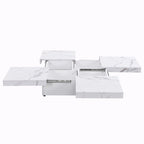 Table basse carrée en marbre (placage) de 39,4 po avec rangement supérieur coulissant