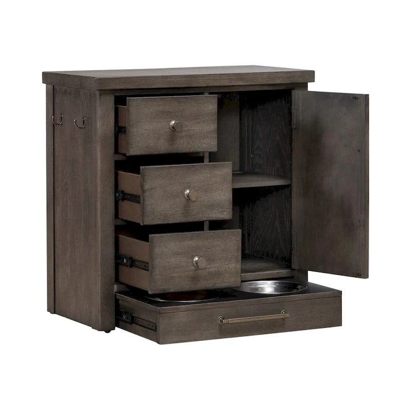 Mangeoire pour animaux de compagnie style ferme moderne avec rangement, tiroirs coulissants - 2 options de finition