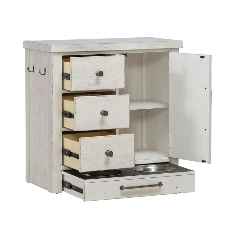 Mangeoire pour animaux de compagnie style ferme moderne avec rangement, tiroirs coulissants - 2 options de finition