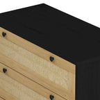 30.313-Commode de rangement à tiroirs tressés en corde, pour chambre à coucher, salon, salle à manger, couloirs, noir