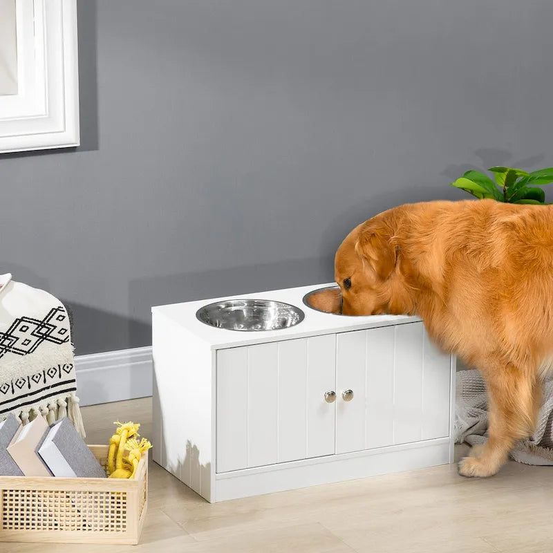 Gamelles surélevées pour grand chien, meuble de rangement avec grande capacité de 44 L, support de gamelle surélevé pour chien, station d'alimentation pour animaux de compagnie