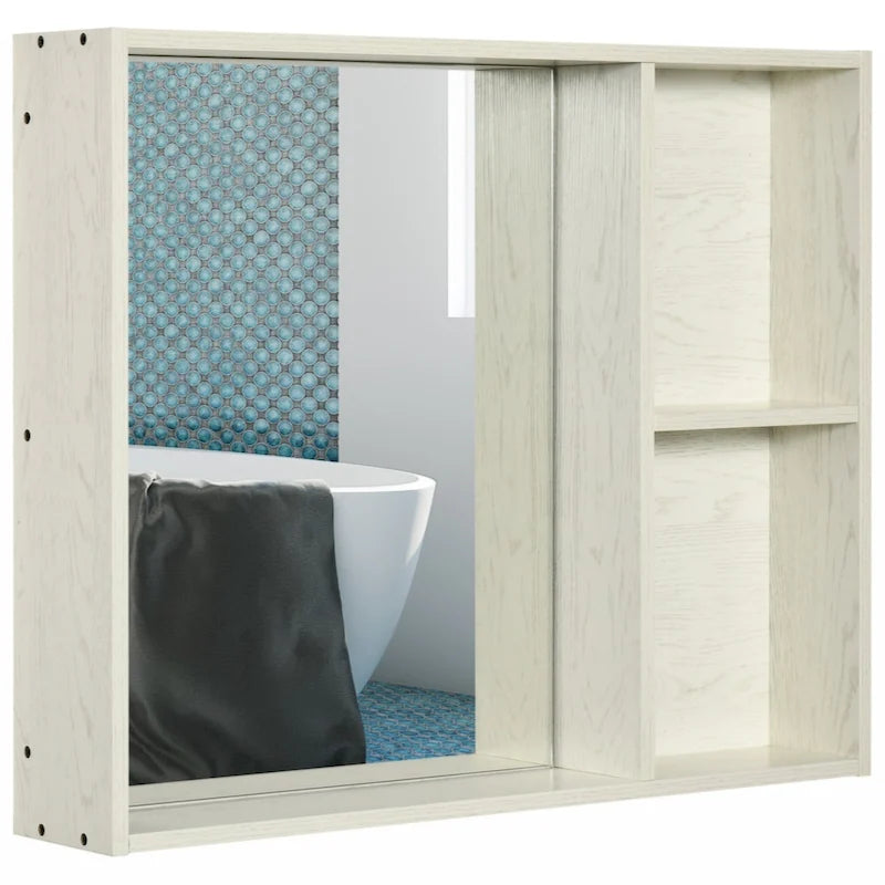 Armoire de toilette avec miroir 31,5 x 25,5, étagère de rangement, blanche
