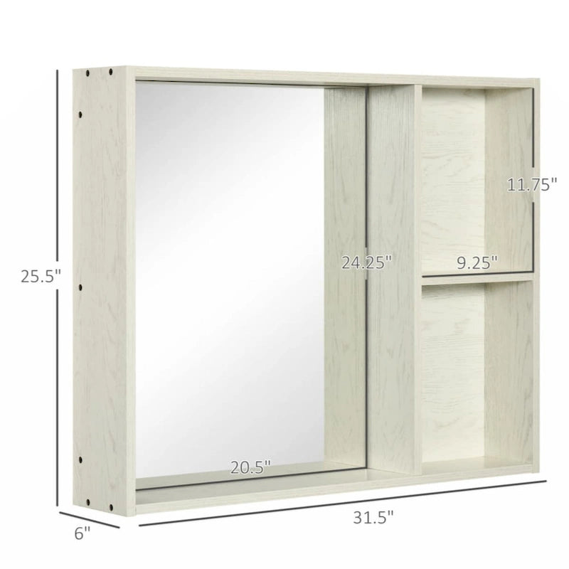 Armoire de toilette avec miroir 31,5 x 25,5, étagère de rangement, blanche