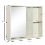Armoire de toilette avec miroir 31,5 x 25,5, étagère de rangement, blanche